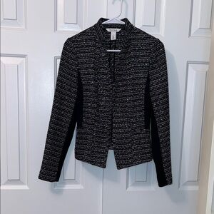 White‎ House Black Market Black White Tweed Blazer Suit Jacket Size 4